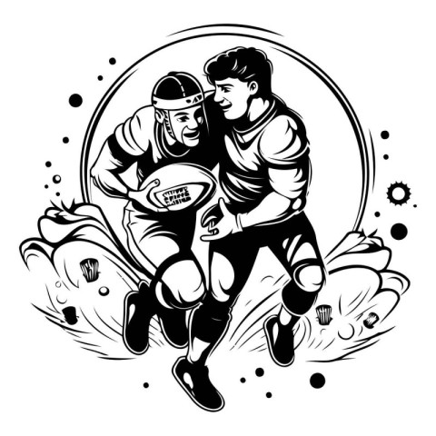 Rugby player with ball. Vector illustration ready for vinyl cutt