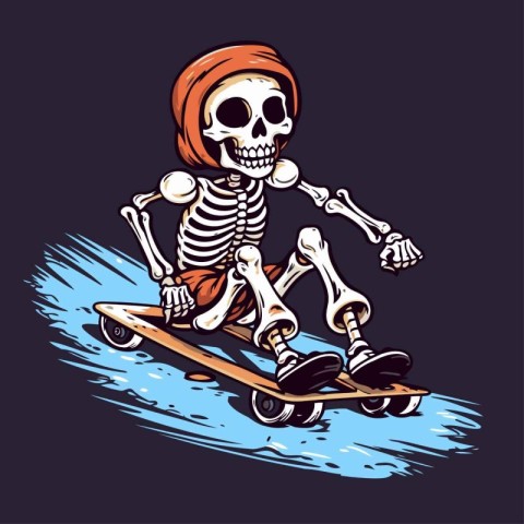 Skateboarder. Vector illustration of a skeleton on skateboard.