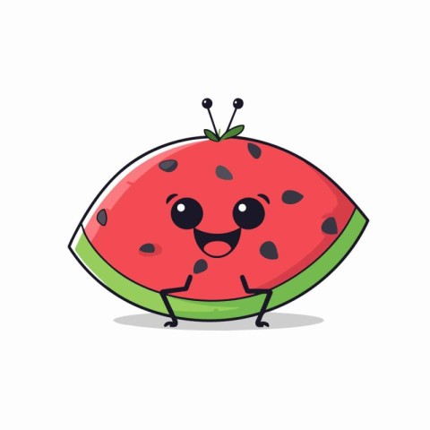 Cute watermelon character. Vector illustration isolated on white