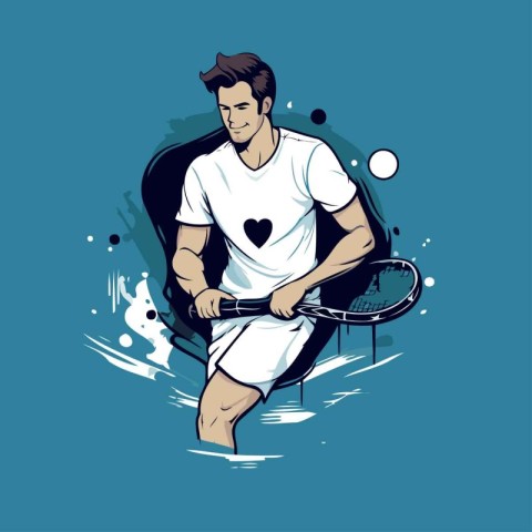 Tennis player. Vector illustration of tennis player with racket