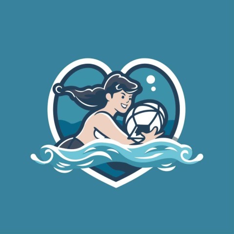 Volleyball player with ball in the heart shape. Vector illustrat