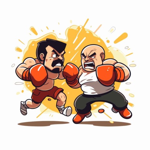 Cartoon vector illustration of an old man with boxing gloves fig