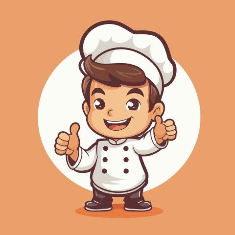 Chef Cartoon Mascot Character with Thumbs Up Vector Illustration