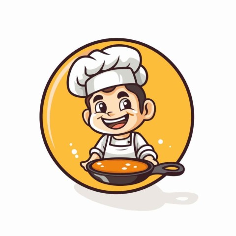 Chef Boy Cartoon Mascot Character Vector Icon Illustration Desig