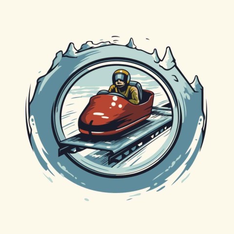 Bobsled vector illustration. vintage style. hand drawn sketch.