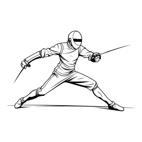 Fencing. fencing sport. Vector illustration of a man in fencing