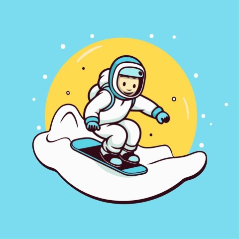 Snowboarder on the snowboard. Vector illustration. Cartoon style