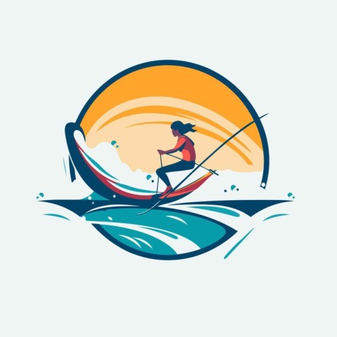 surfer on the water. vector illustration. logo. icon.