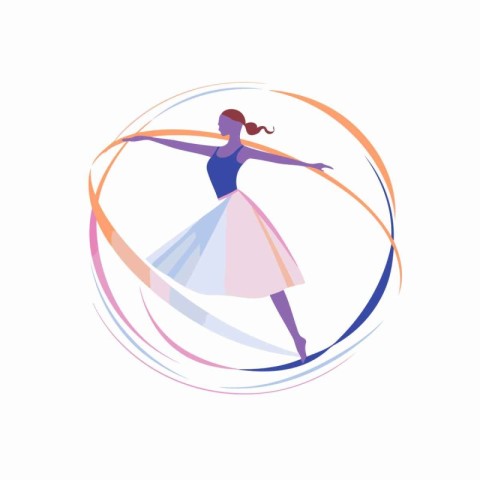 Ballet ballerina in the form of a circle. Vector illustration.