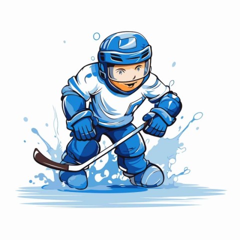 Hockey player. vector illustration. isolated on a white backgrou