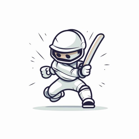 Cricket player running with bat and ball. Vector illustration.