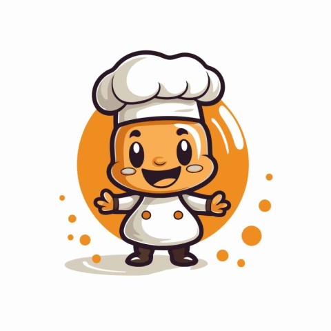 Chef Smiling Cartoon Mascot Character Vector Illustration.