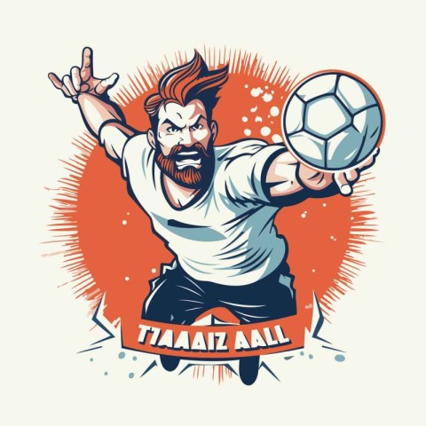 Hand drawn vector illustration of a cartoon soccer player with a