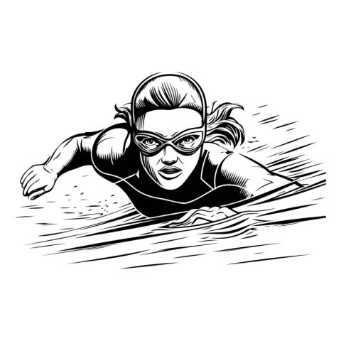 Swimmer in a wetsuit and goggles. Vector illustration.