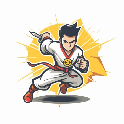 Taekwondo. karateial arts vector illustration.