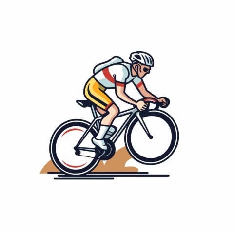 Cyclist riding bicycle. Vector illustration on a white backgroun