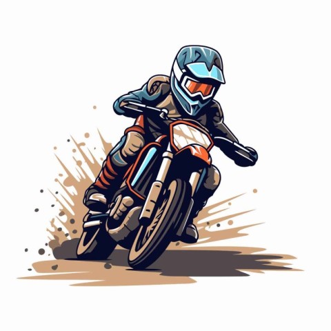 Vector illustration of a motorcyclist on a motorcycle in action.