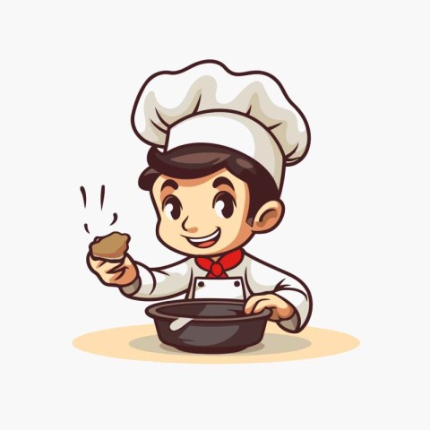 Chef Cook Cooking Food Cartoon Mascot Character Vector Illustrat