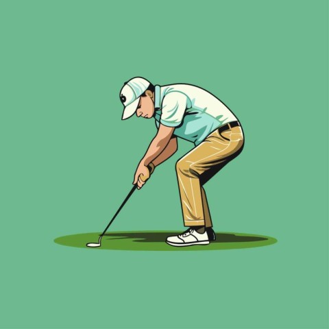 Golfer playing golf. Vector illustration of a golfer.