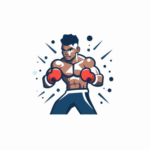 Boxing man. Vector illustration on white background. Flat style.