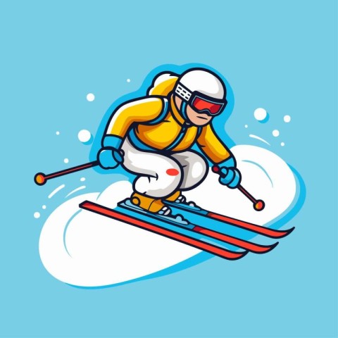 Skiing vector icon. Cartoon illustration of skier skiing vector