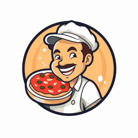 Pizza chef mascot. Cartoon illustration of pizza chef mascot for