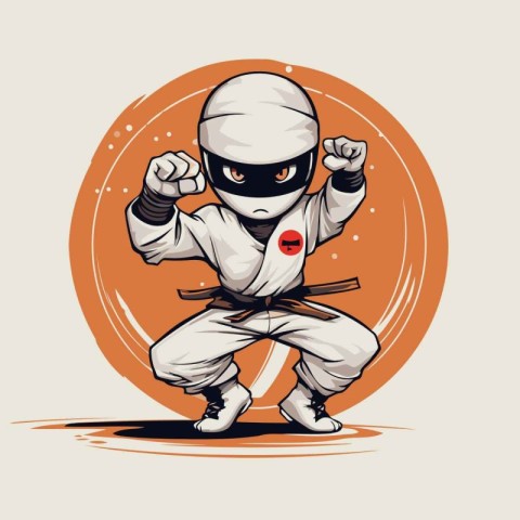 Taekwondo fighter cartoon. Vector illustration of a taekwondo fi