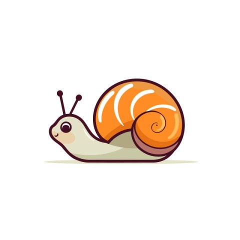 Cute cartoon snail isolated on a white background. Vector illust