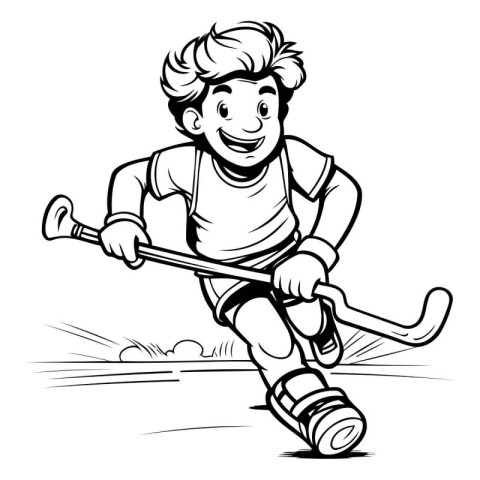 Hockey player with stick. Vector illustration ready for vinyl cu