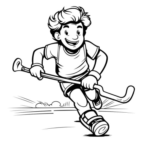 Hockey player with stick. Vector illustration ready for vinyl cu