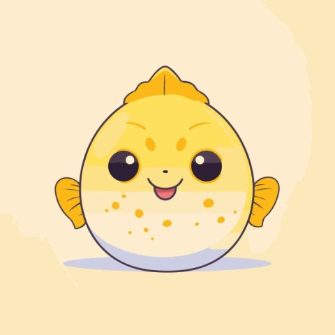 Cute cartoon puffer fish character. Vector illustration in flat