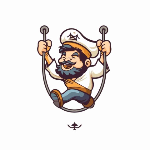 Vector illustration of a cartoon character of a sailor with a ro