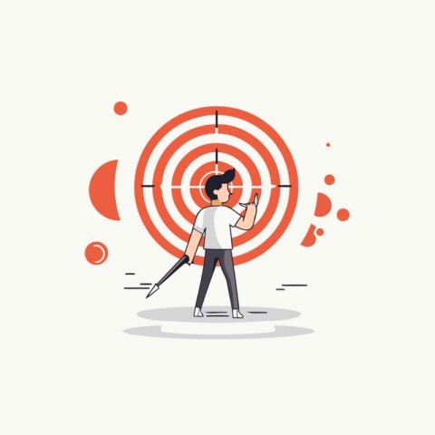 Man aiming at the target. Vector illustration in a flat style.