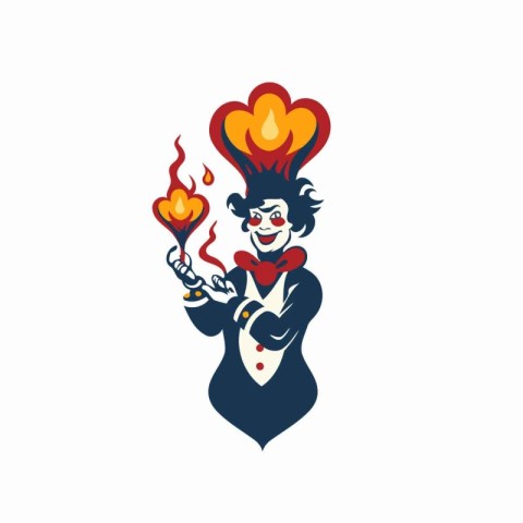 Chef with a burning torch. Vector illustration on white backgrou