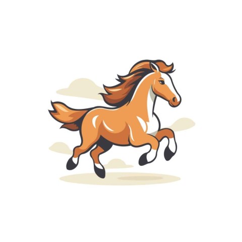 Horse running on white background. Vector illustration in cartoo