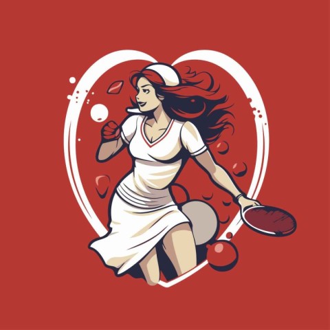 Tennis player woman. Vector illustration of a tennis player girl