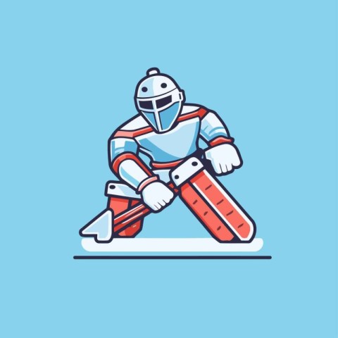 Hockey player vector illustration. Cartoon hockey player in helm