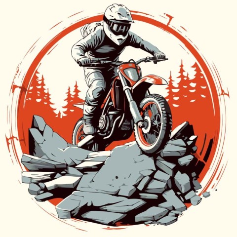 Vector illustration of a motocross rider on a mountain bike.