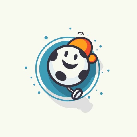 Cute cartoon bowling ball in a hat and scarf. Vector illustratio