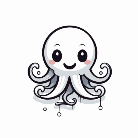 Cute cartoon octopus. isolated on white background. Vector illus