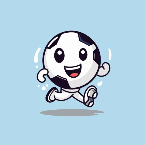 Soccer ball cartoon mascot character running with happy face and