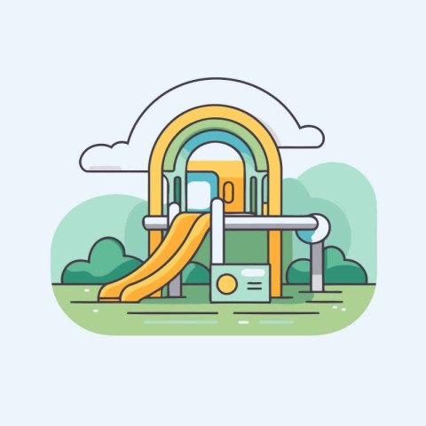 Vector illustration of slide in the park. Flat line art design.