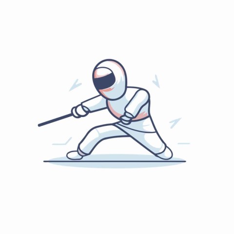 Fencing sport vector illustration on white background. Cartoon c