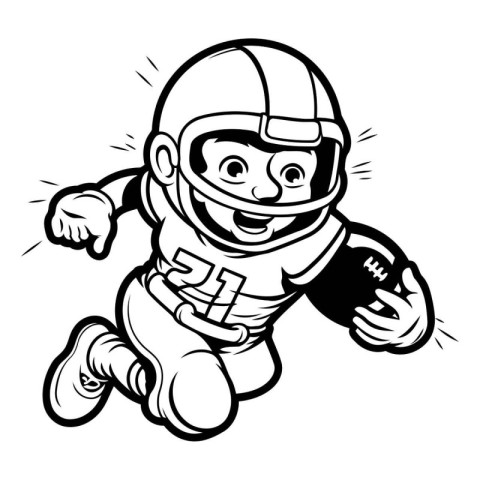 American football player running with ball. Vector illustration