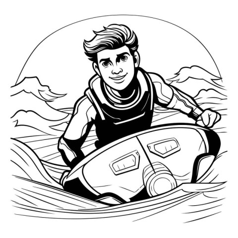 Surfer on the water. Vector illustration ready for vinyl cutting