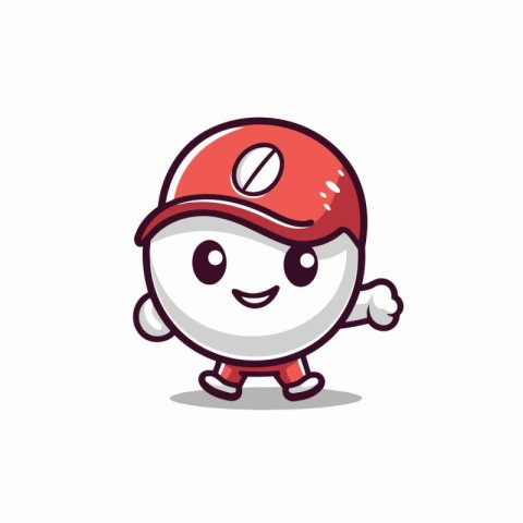 Cute baseball ball mascot cartoon style vector illustration on w