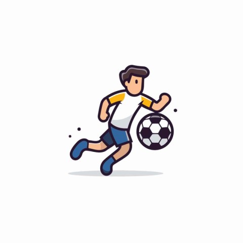 Soccer player in action. Flat style vector illustration isolated