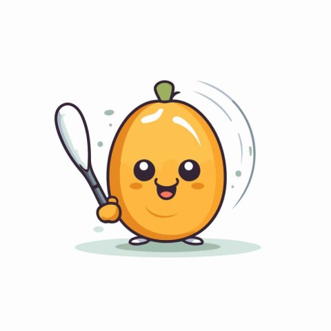 Cute kawaii kawaii kawaii mango fruit character. Vector illustra