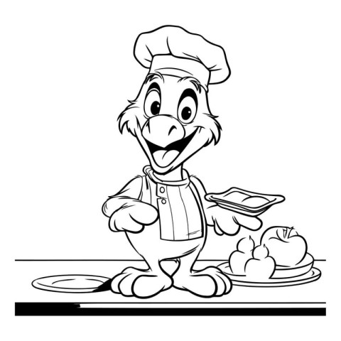 Illustration of a Dog Chef Cartoon Mascot Character Cooking Food