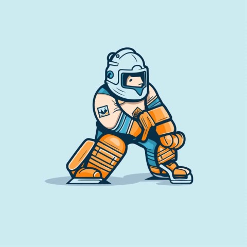 Astronaut in helmet and ice skates. Vector illustration.